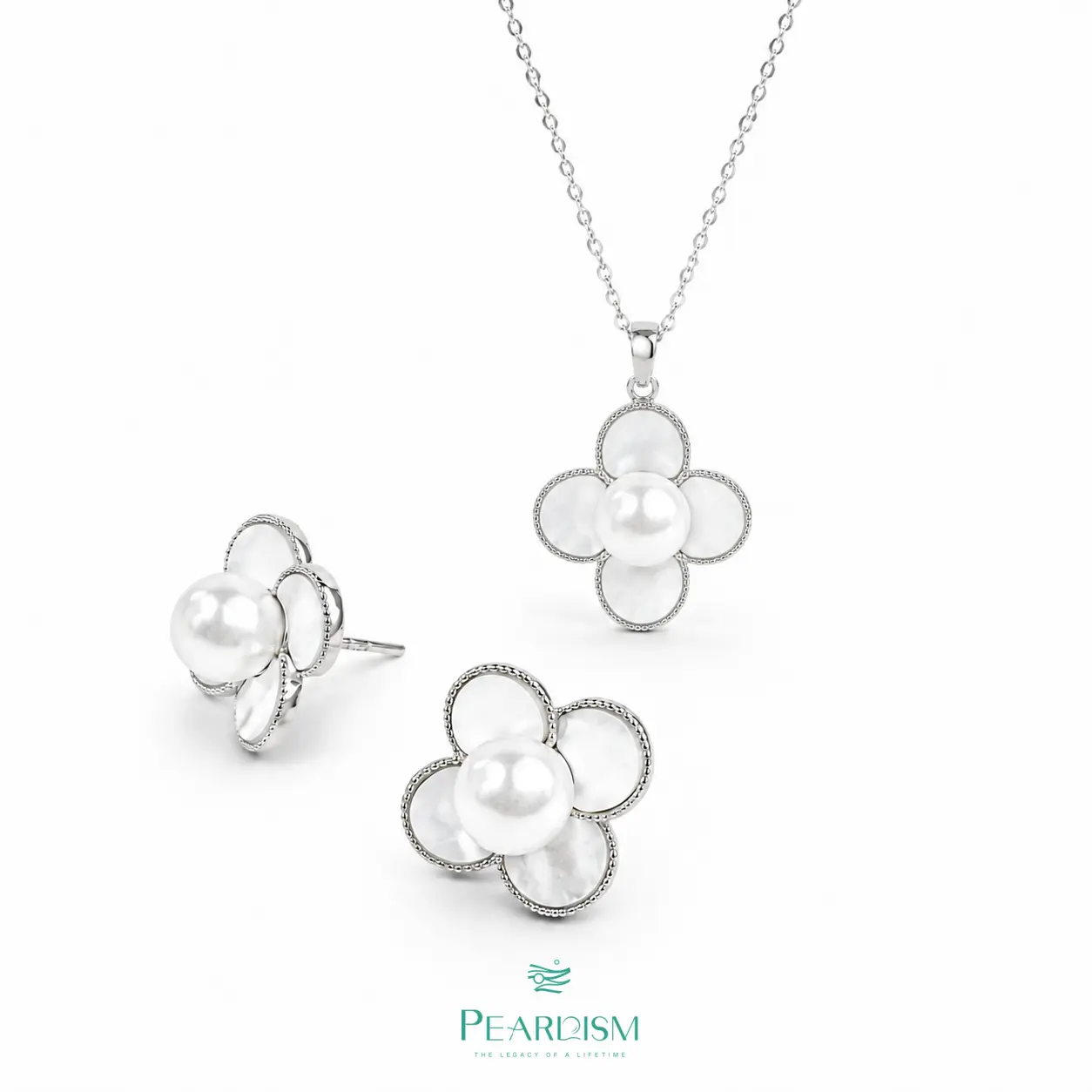 【Live】PEARLISM Dainty Everyday Freshwater AK Pearl Earrings | 6mm Clover Design Silver Hypoallergenic-AFAE002