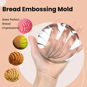 Concha Cutter Mexican Bread Mold, 4 Inch Stainless Steel Concha Stamp for Pan Dulce, Bread & Cookie Embossing Cutter, Cortadora de Pan Conchas for Coffee & Mexican Theme Parties, Kitchen Gadgets & Accessories, Baking Tools, Cookie Cutters Home