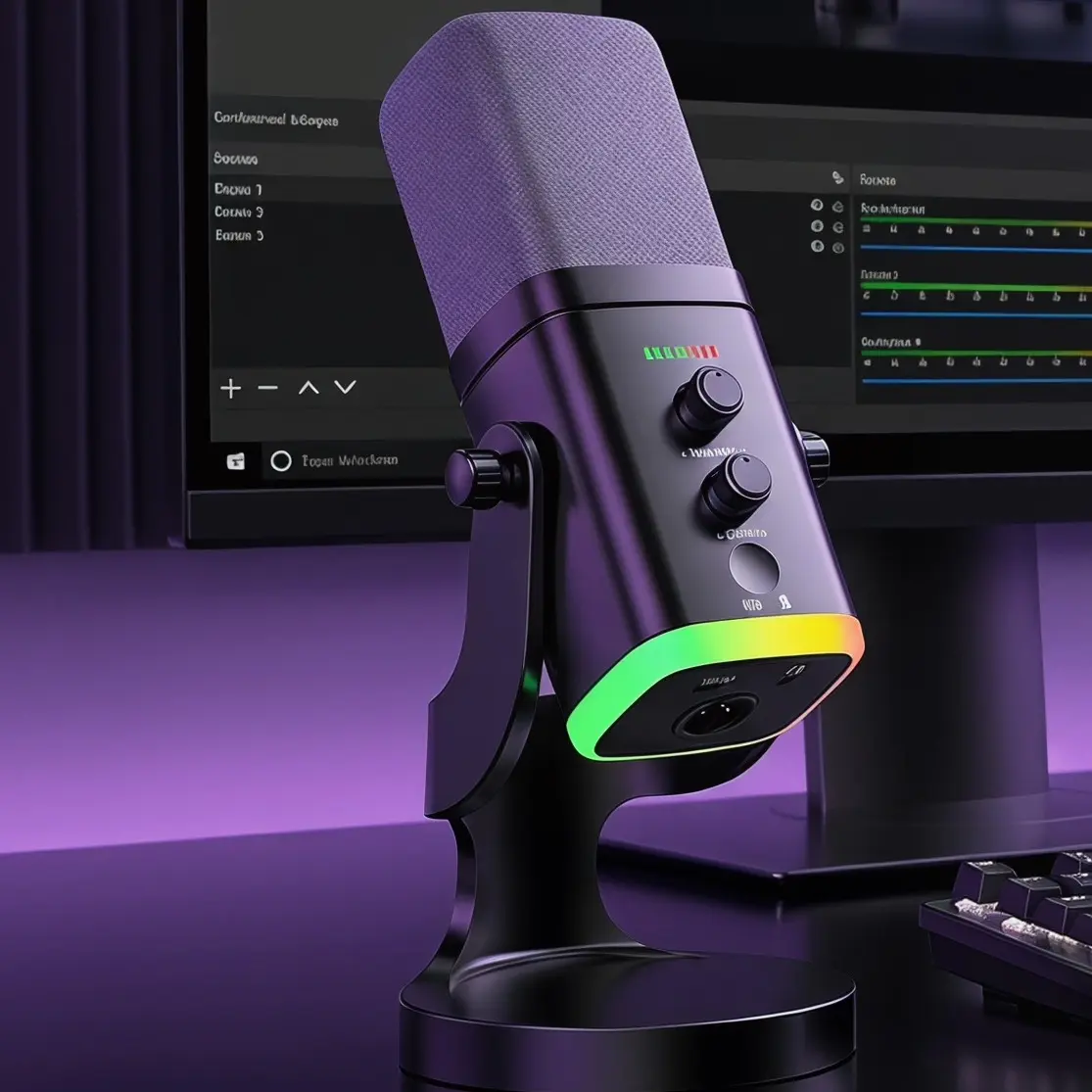 【YU8 Pro】Compact High-Quality Dual-Mode XLR-USB Dynamic Microphone with RGB Lighting, Headphone Jack, Plug-and-Play for PC & Laptop Content Creators, TikTok Live Streaming
