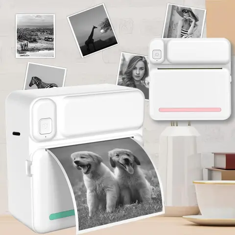 Portable Mini Sticker Printer, Inkless Pocket Printer, Inkless Travel Printer, Inkless Mobile Printer, Mini Photo Printer, Instant Picture Printer, Portable Instant Print, Inkless Printing, Compatible with iOS & Android, Office Supplies