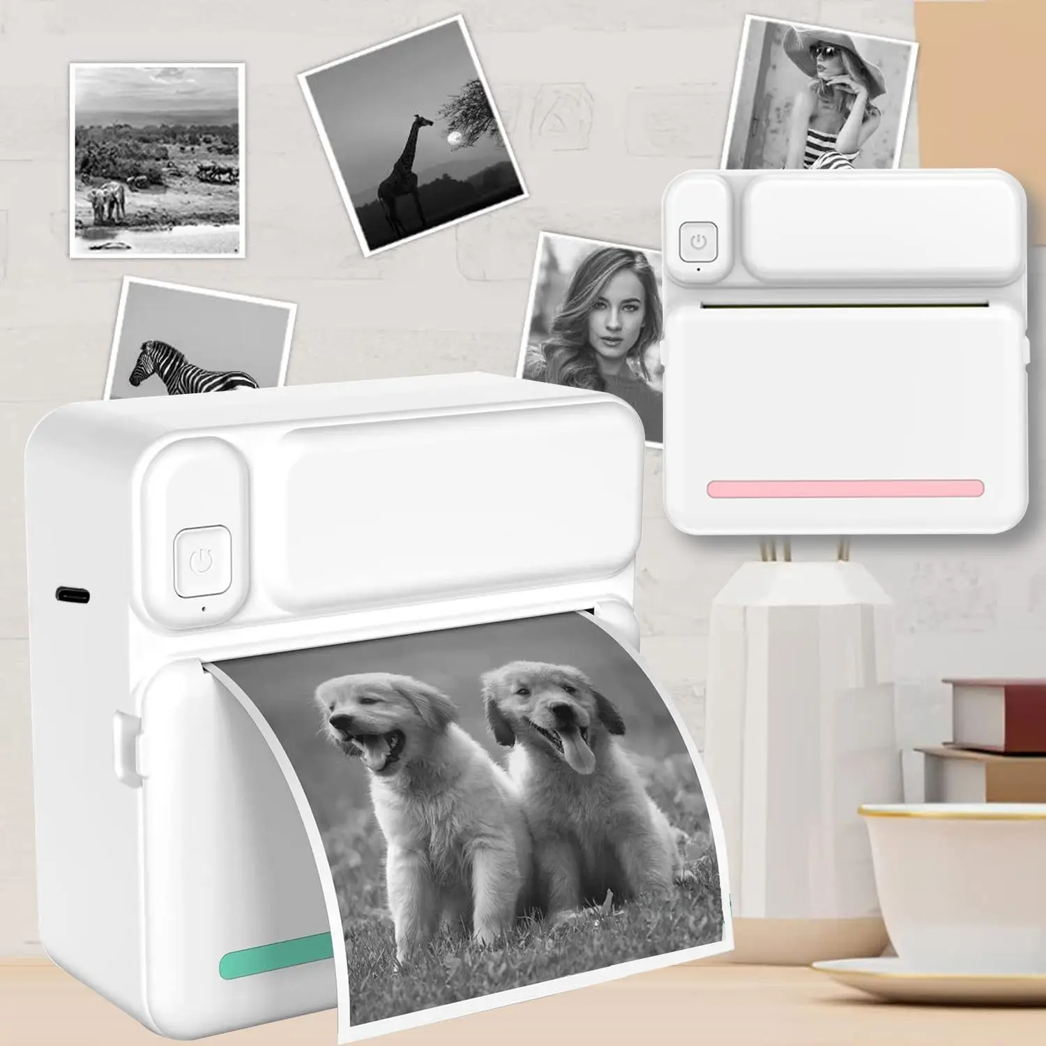 Portable Mini Sticker Printer, Inkless Pocket Printer, Mini Photo Printer, Compatible with iOS & Android, Office Supplies