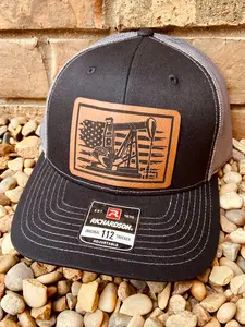 Oilfield Hat, Oilfield Worker Hat, Oil Rig Leather Patch Hat, Richardson 112, SnapBack,