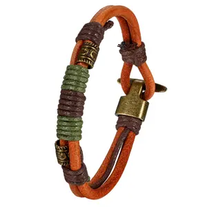 OIDEA Multilayer Braided Rope Vintage Couple Bracelet with Easy Hook Clasp