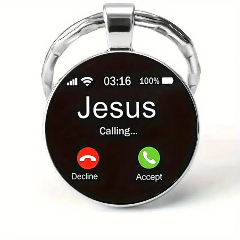 Jesus Calling Keychain, Christian Key Ring Gift, Faith Inspirational Keychain, Religious Gift for Men Women, God Bless You Reminder
