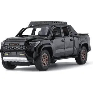 Toy Trucks for Boys 1 24 Diecast Cars Tacoma Toy Truck,Collectible Metal Pickup Trucks Model Car Kits,Pull Back Tacoma Truck Toy with Lights and Sounds,Toy Trucks for Boys Age 4-7(Black)