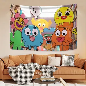 This The Amazing World of Gumball, decorative tapestry background cloth thickened soundproof tapestry, velvet thermal tapestry, bedroom living room office decorative tapestry, fine and beautiful printing, the perfect Christmas gift for family and friends.