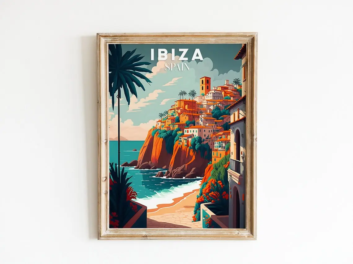 Ibiza Travel Print, Spain Poster  Poster,travel Poster, Ibiza Beach Coastal Landscape Print, Travel Gallery Wall Art