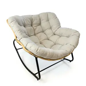 Muro Home Larger Outdoor Rocking , Patio Egg Rocking , Indoor Papasan , Rattan Wicker Lounge  Modern Royal  for Bedroom Living Room Porch Garden,Lawn-Beige furniture Black Sofa chair deck cushion table soft tea balcony set tempered glass backyard spring