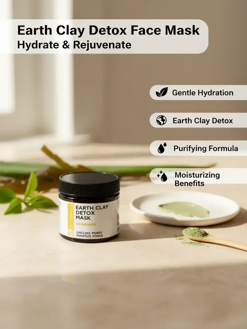 Silvana Miracle Organic Skincare Hydrating Earth Clay Face Mask - Soothing, Gentle Nourishing Single Item for Oily Skin At-Home Facial & Skin Repair Support Beauty Mask Cleansing Clay Mask