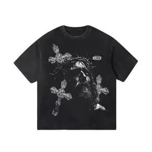 Retro Jesus Faded Graphic T-shirt - Oversized Washed Cotton Tee for Men & Women - Classic Style - Ash Trevino Merch