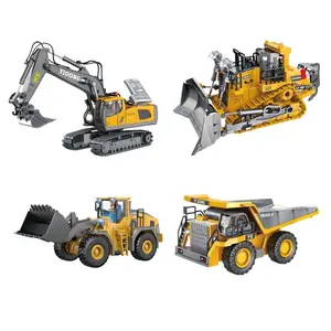 Remote Control Construction Vehicles With Metal Parts - Excavator, Bulldozer, Dump Truck - Educational Gift Set For Boys and Girls.