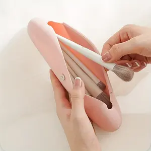 Silicone Makeup Storage Bag Travel Portable Dustproof Brush Organizer Pencil Case Outdoor Cosmetic Tool Holder