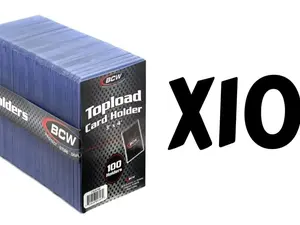 1 Case of 1000 BCW Toploaders For Standard Sized Cards. 10 Packs of 100 Toploaders.