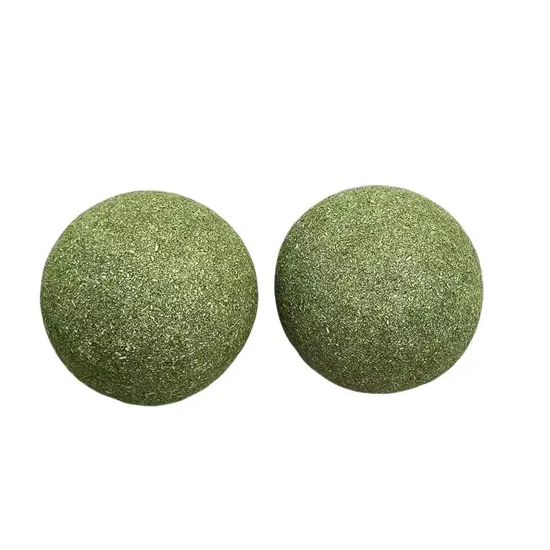 2 packs 10cm Large Catnip Ball Self-entertaining Teething Cat Toy Dental Cleaning Chew Resistant Cat Grass Hairball Remover Interactive Cat Toy