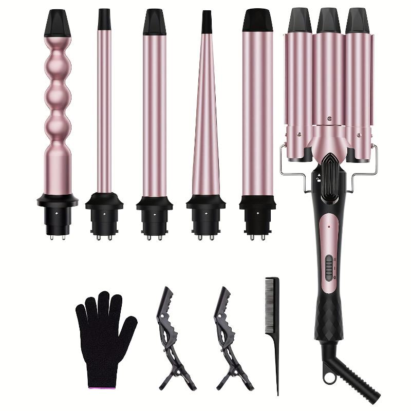 6in 1 Curling Iron, 3 Barrel Curling Iron Set with Curling Brush (1.5inch) And 5 Interchangeable Ceramic Curling Wand(0.35"-1.25"), Curling Hair, Salonquality Curls, Hair Styling Tool, Sleek Design, Professional Curling Wand, Ceramic Coated 6in 1 Curling Iron, 3 Barrel Curling Iron Set with Curling Brush (1.5inch) And 5 Interchangeable Ceramic Curling Wand(0.35"-1.25"), Curling Hair, Salonquality Curls, Hair Styling Tool, Sleek Design, Professional Curling Wand, Ceramic Coated