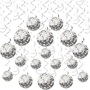 60 count Disco Party Decorations 70s Disco Ball  Swirls Disco Party Banner Streamers  Decorations for Retro Disco Garland Party 1970s Birthday Party Hippie Cutouts Favors Supplies