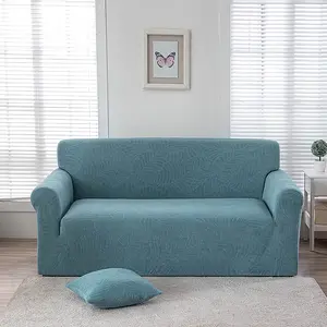 Dark Pattern Leaf Embroidered Elastic Sofa Cover, Pure Sofa Protector, Single/dual/triple/quad Seat, Pet-Proof Furniture Guard