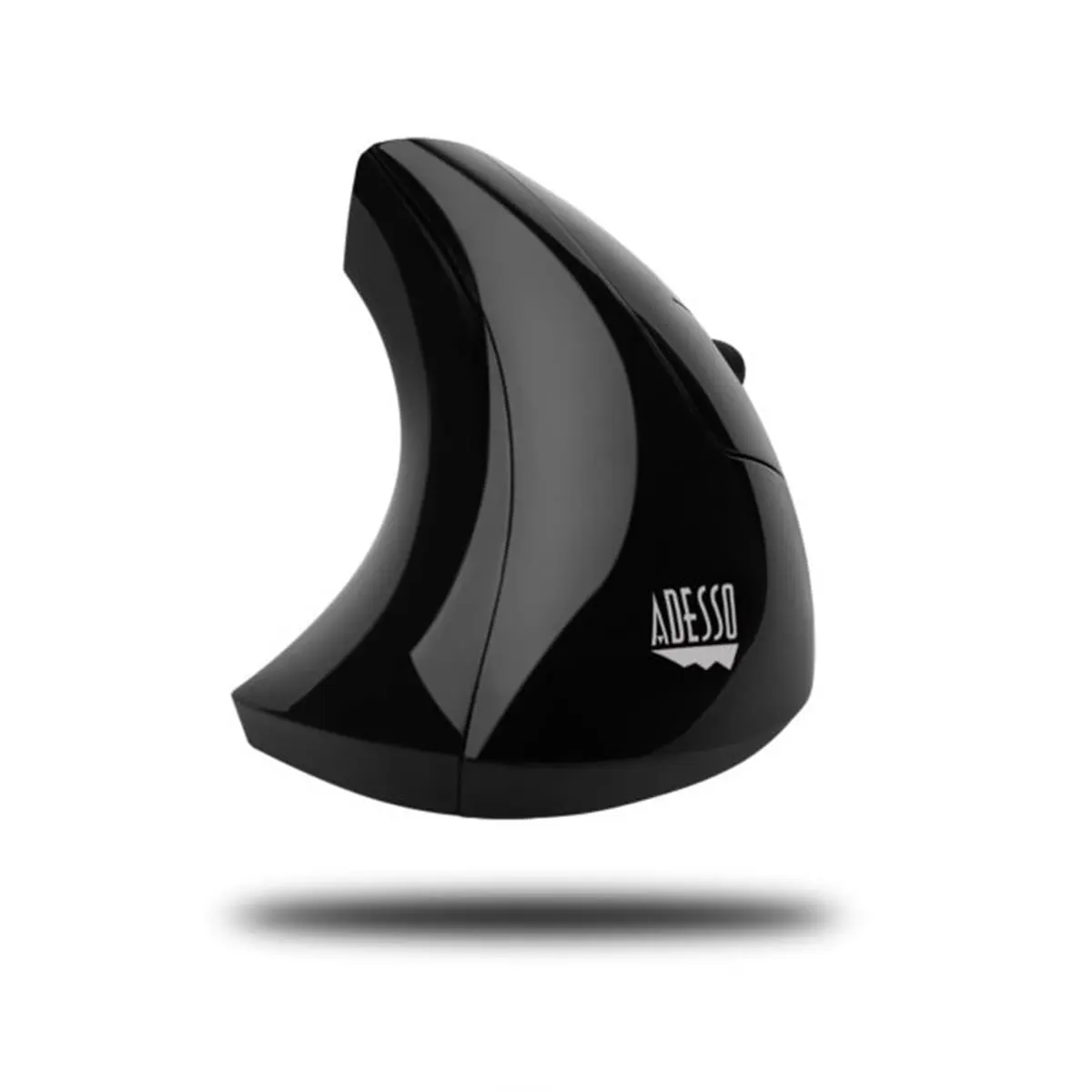 Adesso Contoured Ergonomic Wireless Vertical Mouse - Multi-Mode, Cable-Free, 30 ft Range, Black (for Computers & Office Equipment), Contoured Ergonomic Mouse