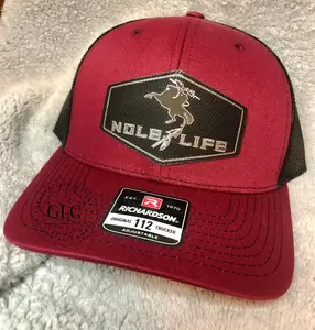 Seminoles Richardson 112 Trucker Hat w/ black and silver Leatherette Patch- Cardinal/ Black hat