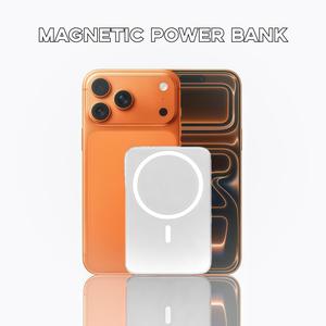 Magnetic Portable Charger 5000mAh – Wireless Power Bank (Up to 15W), USB-C Charging, Compact Battery Pack Compatible with iPhone 12–17 & Qi Devices (Ring Included)