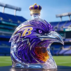 Colorful Animal Whiskey Decanter, Raven Design Glass Bottle, Trending Decorative Drinkware, Unique Gift Idea, Elegant Home Bar Accessory