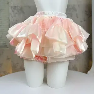 Sweet Casual Elastic Waist New Short Skirt Women Summer Chic White Ruffle Cake Skirts  Female Fashion Pretty 2025 Princess Skirt