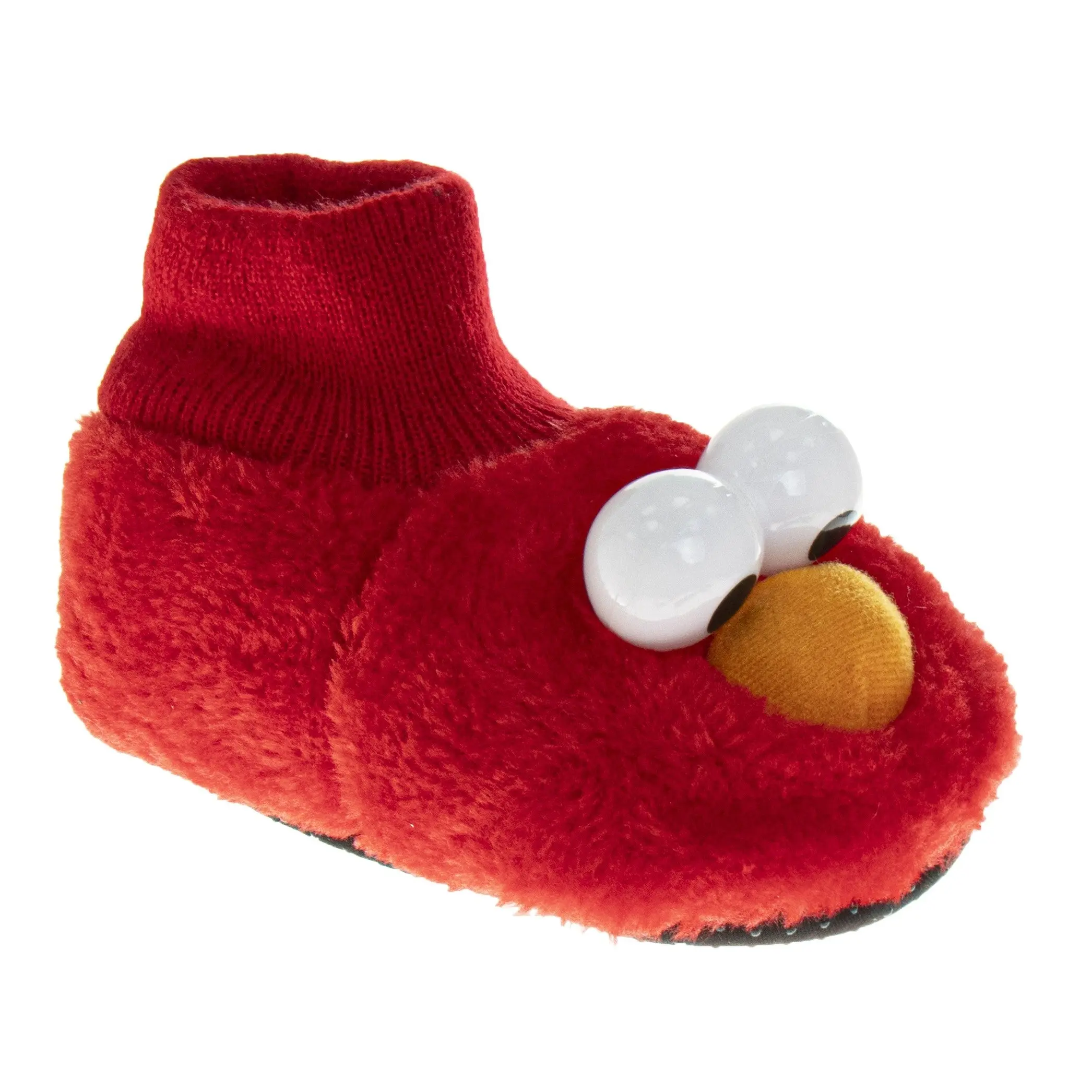 Josmo Kids' Elmo Slippers, Licensed Sesame Street 3D Puppet Style Plush Slip-Ons, Dual-Size with Slip-Resistant Sole, Toddler House Shoes, Kid Shoes