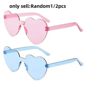 Heart-Shaped Frameless Glasses, Jelly Color with Connected Lenses, Dazzling Colors, 1/2pcs, Fashionable Accessory for Stylish Look