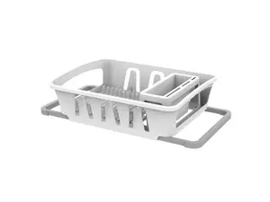 Adjustable Dish Rack for Kitchen Sink – Space-Saving Design with Cutlery Holder, White Organiser Expandable