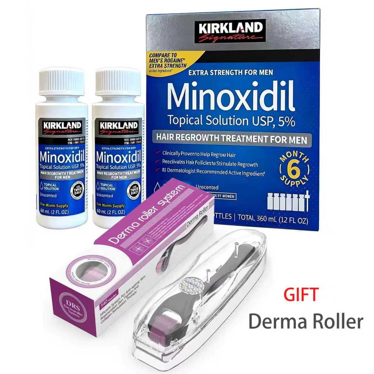 Kirkland Signature Minoxidil 5% HairRegrowth Treatment for Men, ExtraStrength Liquid Topical Solution forHair Loss & Thinning Hair, ClinicallyProven Hair Growth Treatment.