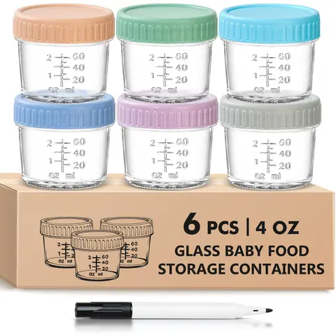 Glass  Food Storage Containers -  Food Jars with Lids  Food Maker Microwave Dishwasher Freezer Safe Leak Proof BPA Free Reusable