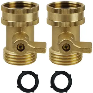 Water Hose Shut Off Valve, 2 Pack Heavy Duty 3/4 Inch Solid Brass Garden Hose Connector, TWIS3003