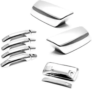 Chrome Top Half Mirror Covers+4door handles+Tail Gate Cover For 2014-2018 Chevy Silverado 1500 Double/Crew ^Not Fit Towing Mirror^