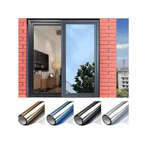 1 Roll Multi-Size One Way Mirror Window Film Privacy Sun Blocking Window Glass Sticker Heat Control Reflective Window Privacy Film Self Adhesive Window Tint For Home And Office