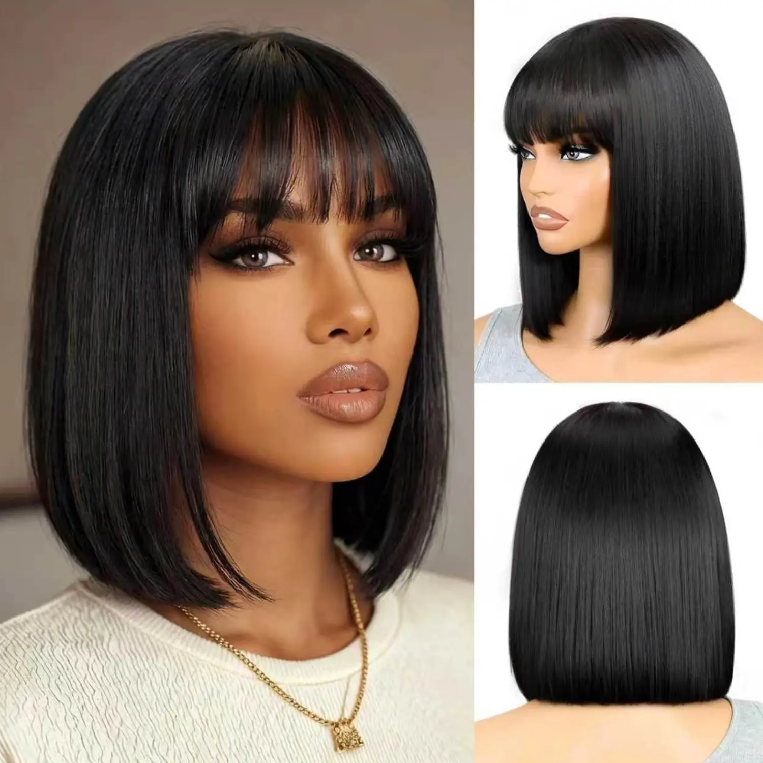 Live.Menglle Bob Wig With Bang 7x6 Lace Front Human Hair Wig Wear and Go Short Bob Wigs Natural Look Cute Fashion 8 Inch #TiktokShopSpringGlowUp#Summervibes
