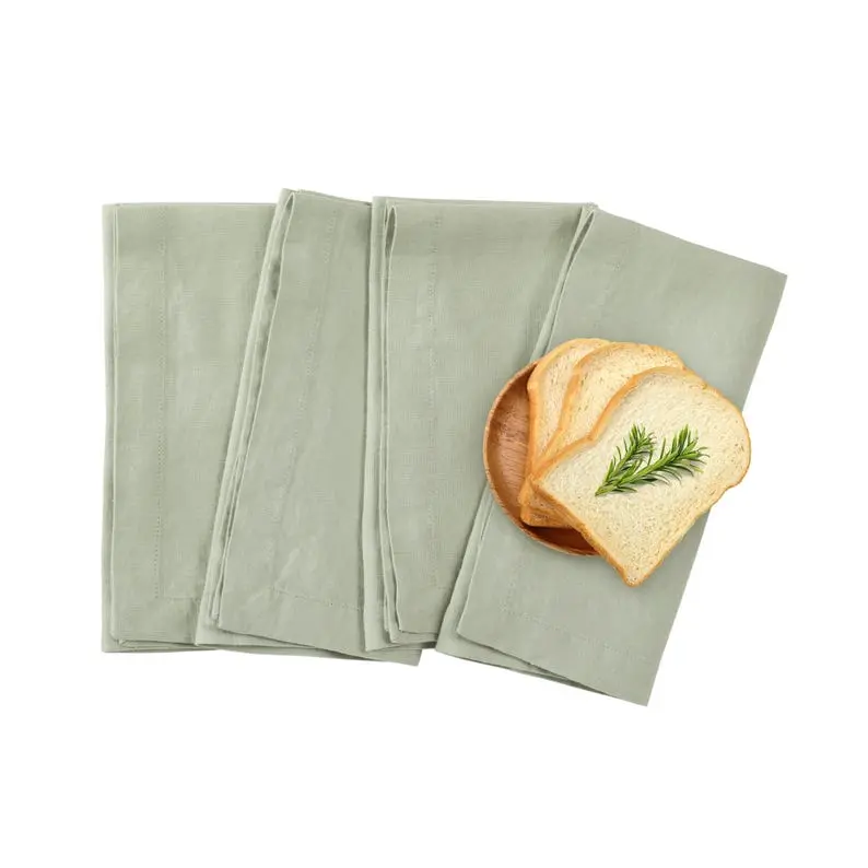 Pure French Linen Napkins (Set of 4) - 20'' x 20'' - Natural Eco-Friendly Soft Dining Napkins with Mitered Corners - Sage Green