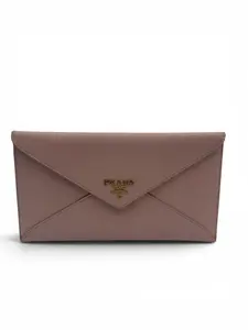 Pre-owned PRADA SAFFIANO LEATHER Small Leather Goods ENVELOPE WALLET PINK