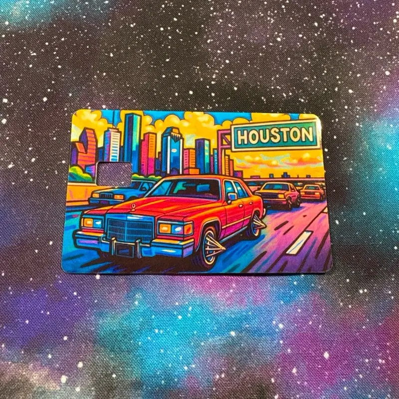 Texas Slab Style Debit Card Sticker Sleeve Custom Houston Design with  Colorful Cityscape - TikTok Shop