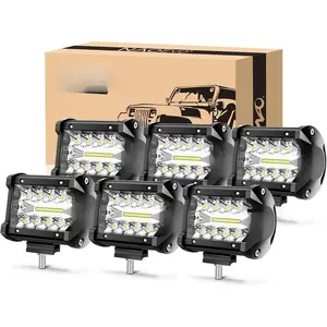4 Inch LED Pod Lights, 360W 36,000LM LED Fog/Driving/Off Road Lights with Spot Flood Combo, Cube Pods for  Boat ATV UTV Pickup, 6 count (White)