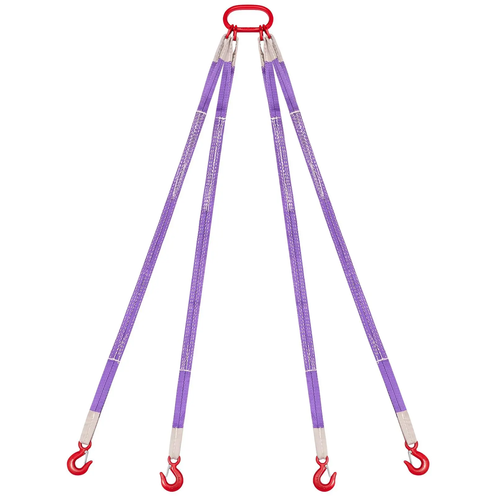 【DealsForYouDays】VEVOR Lifting Sling Straps,Four Leg Polyester Bridle Sling with Hooks6600LB Capacity5Ft Heavy Duty Rigging StrapThickened & Wear-Resistant Webbing Slings for Engines Cranes Hoists Truck