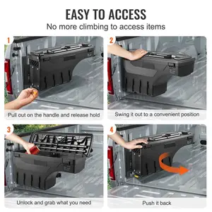 Truck Bed Storage Box, Lockable Lid, Waterproof ABS Wheel Well Tool Box 6.6 Gal/20 L, Compatible with Chevrolet Silverado 1500 GMC Sierra 1500 2019-2020, Driver Side, Black