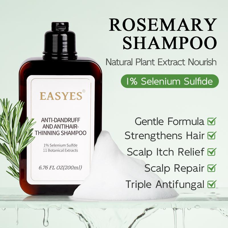 【SW-1】Easyes Rosemary Hair Shampoo Anti-Dandruff Anti-Thinning Repairs Strengthens 3 in 1 - Woody Fragrance Women and Men Shampoo Gently Cleanse Suitable for all hair types vegan no animal testing Hair Product The best choice for gifts