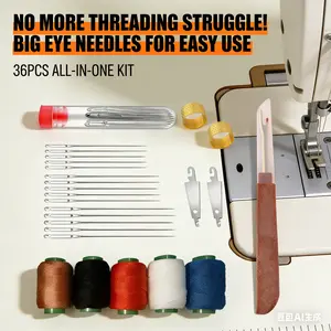 36PCS Long & Thin Steel Sewing Needles Set, Handmade Quilting Needles Kit for DIY Sewing Projects, Sewing Tools Kit DIY Crafts Supplies Home Essentials