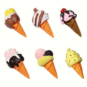 6 Assorted Ice Cream Cone Refrigerator Magnets, Colorful Design, Fun Kitchen Decor Set, Cute Fridge Stickers, Home Decoration, Refrigerator Decorating Magnet
