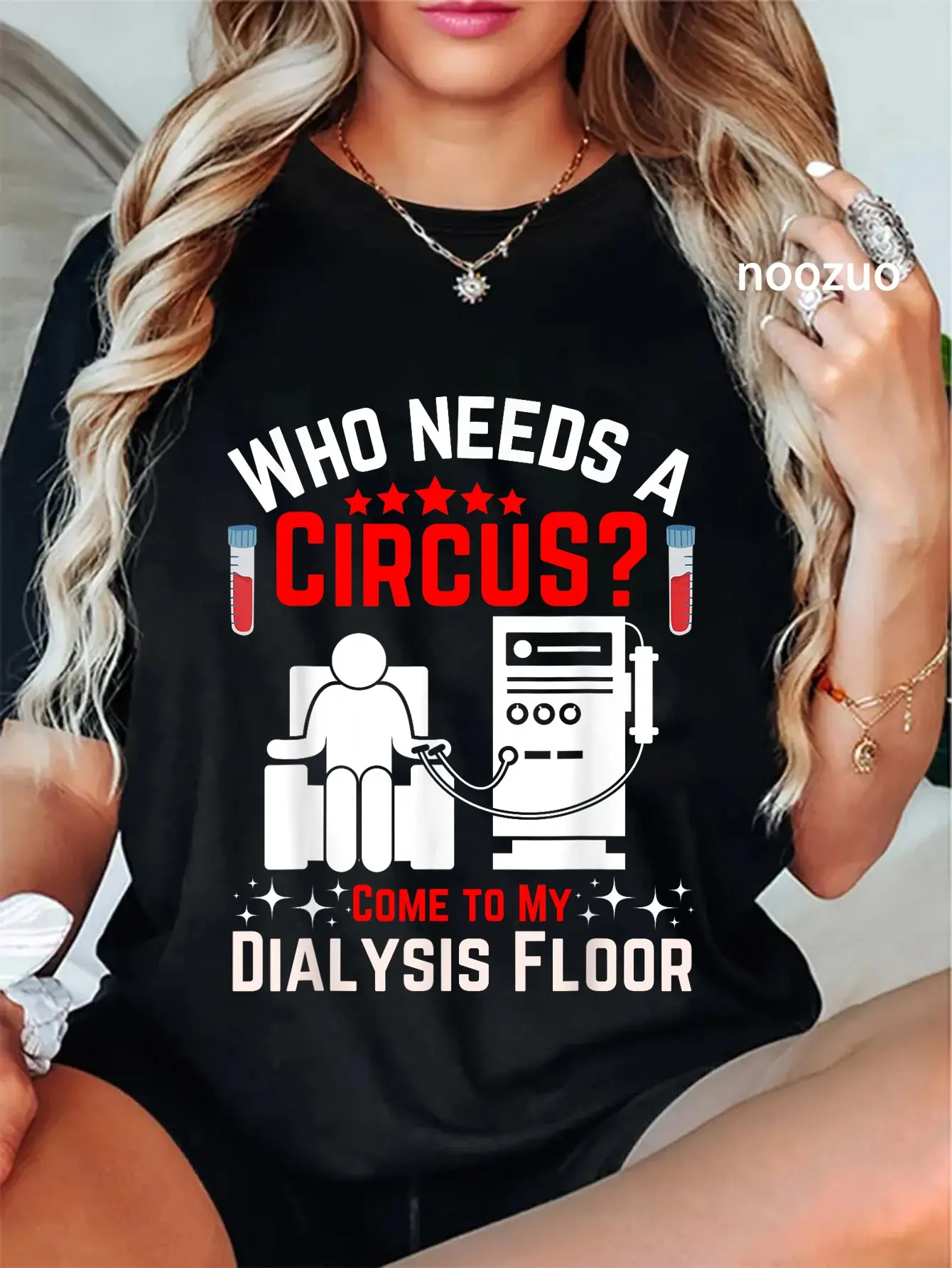 Women's Vintage 100% Cotton Cute Casual Graphic T-Shirt Top - Unisex Cut, Round Neck, Short Sleeves Streetwear with Funny Dialysis Tech Print for Everyday Wear