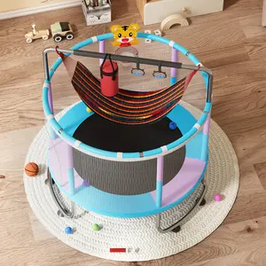 5FT Kids Trampoline, Adjustable Baby Toddler Trampoline with Basketball Hoop, Swing, Sandbag, Ocean Balls, 440lbs Indoor Outdoor Toddler Trampoline with Enclosure Net