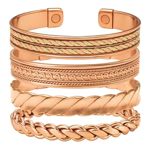 4-Pack Adjustable Magnetic Copper Bracelets for Men and Women – Pure Copper Material, Therapeutic Pain Relief, Circulation Support, and Stylish Everyday Wear