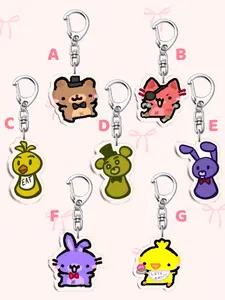 Y2K Style Fnaf Toy Bear Acrylic Keychain, Cartoon Freddy Fox Chica Gold Freddy Bonnie Rabbit Charm, Car Keyring Bag Decoration Gift, Keychain Bag Pendant