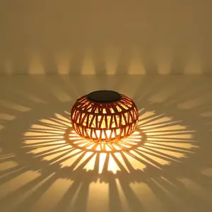 2-Pack Oval Shape Solar LED Outdoor Rattan Lanterns, Small Waterproof Solar-Powered Tabletop Lights with Auto On/Off, Camping Gear, Mom Birthday Gifts for Garden Decor