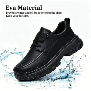Men's black anti slip work shoes, Slip Resistant Shoes,comfortable waterproof chef shoes, one step on, affordable, casual Oxford shoes for office and daily wear Footwear